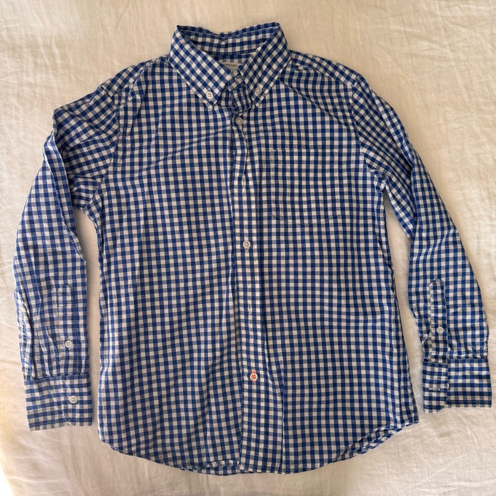 J. Crew Kids Blue and White Gingham Button Down Shirt sz 8